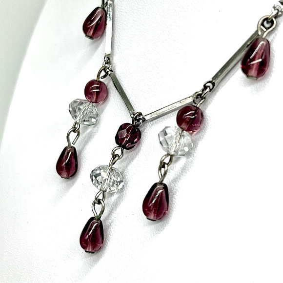 272. Vintage Amethyst Glass and Cut Crystal Choker - Picture 5 of 8
